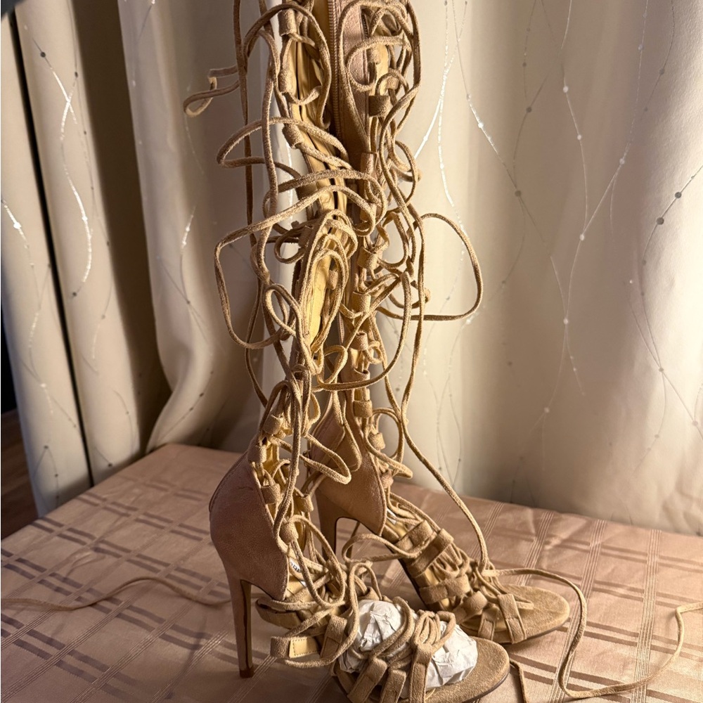 Cape Robbin Tan Lace-Up Heels